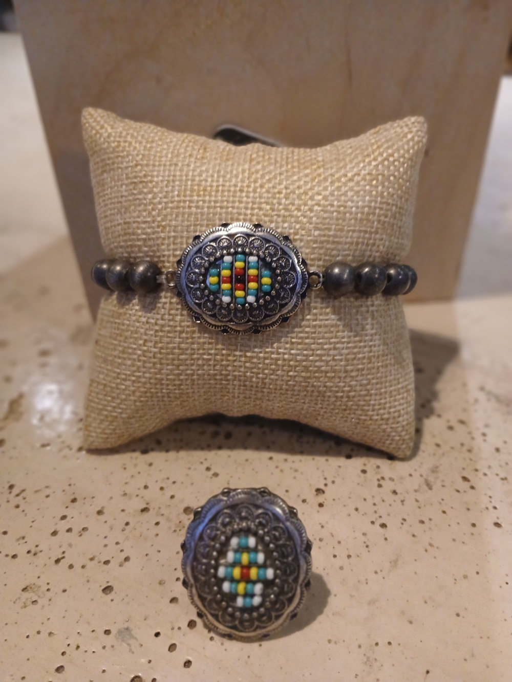 Handcrafted Silver-Tone Turquoise & Multicolor Bead Bracelet by